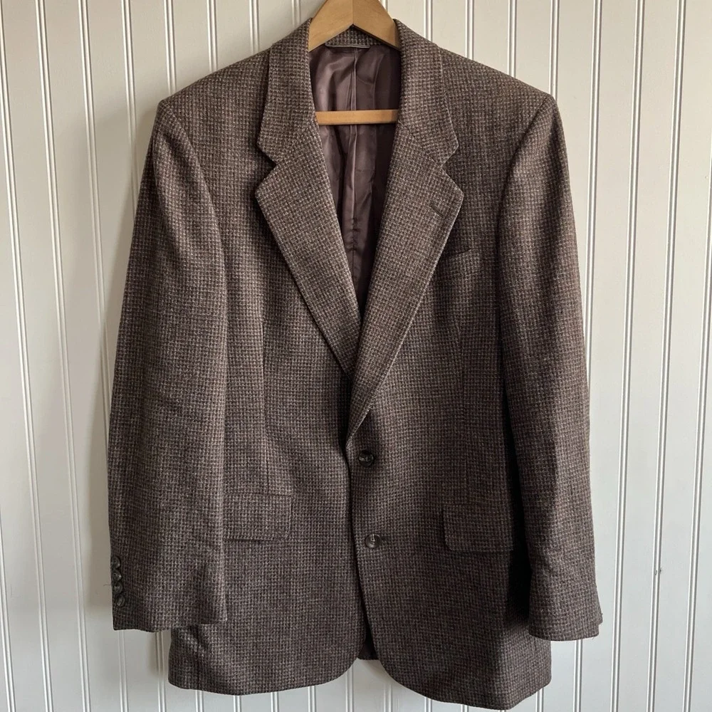 VTG Christian Dior Monsieur Brown Wool Blazer 38R Usa Made Union Kaufman Montana